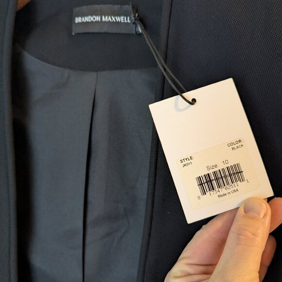NWT Brandon Maxwell Luxury Flare-Sleeve Black Blazer, Sz 10 - Picture 3 of 16